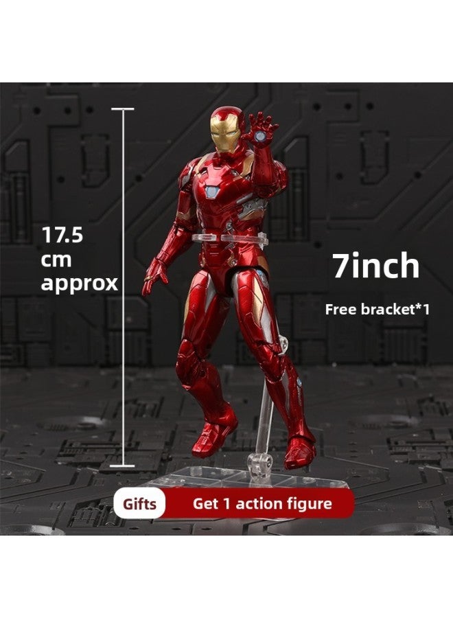 مجسم مارفل MK50 آيرون مان سبايدرمان أفنجرز المضيء ذو المفاصل المتحركة، مزين بزينة يد كبي